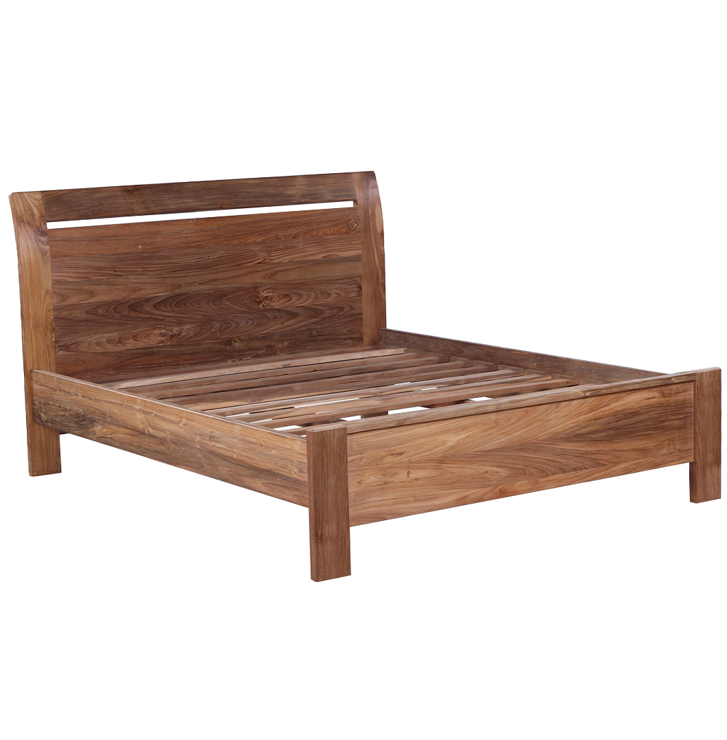 Pulau Reclaimed Wood Bed And Bedside Table Set